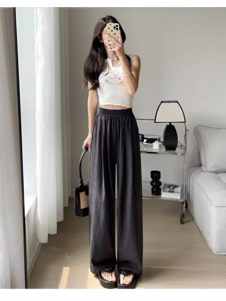 Gentle Cream Cloud Wide Leg Pants Women Loose High Waist Hanging Fog Mop Pants Summer Thin Cool Cool Pants Item Picture
