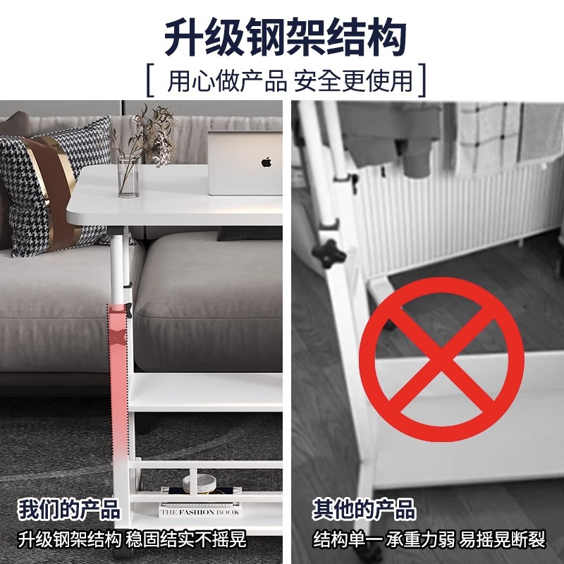 Bedside table, simple and portable small table, bedroom home student desk, simple height-adjustable dormitory lazy computer desk Specification image