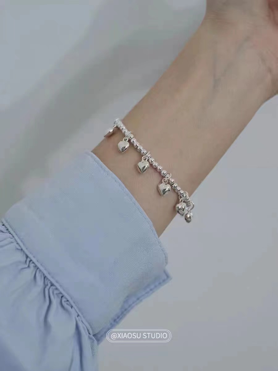 925 silver multi-layer bracelet bell element fashion bracelet female Korean version Silver silver chain version 520