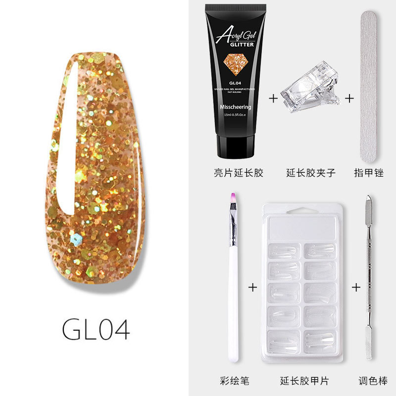 Cross border poly gel Manicure quick-drying Phototherapy, Polychromatic glitter Extension 15ml set Specification drawing