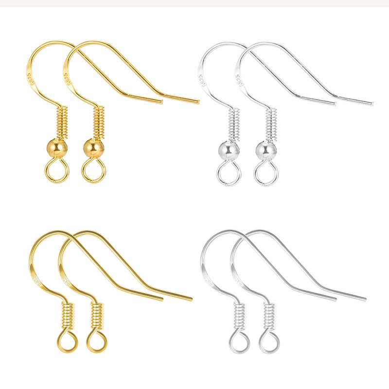 铜镀银耳钩配件刻925字 DIY手工半成品材料镀真金耳环耳饰品配件