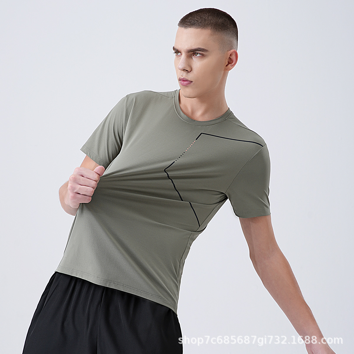 Casual stretch short-sleeved T-shirt for men, new summer style ice silk breathable youth sports top, versatile knitted sweater Specification image