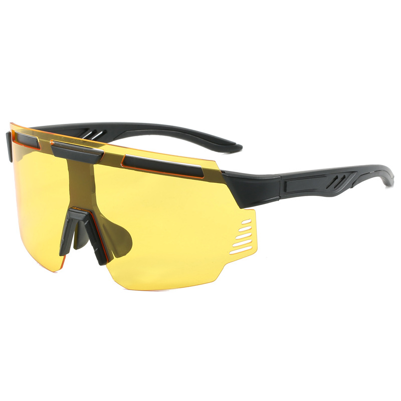 The new cross-border colorful cycling glasses, men's and women's UV-resistant sunglasses, large-frame one-piece outdoor sports sunglasses are in vogue details Picture