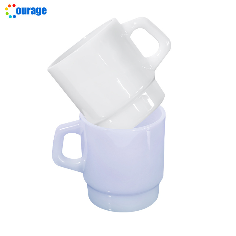 DIY white jade glass cups, high-definition and transparent water cups, printed white jade horse glass office coffee cups as gifts details Picture