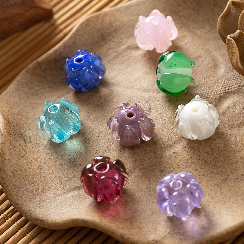 铃兰花珠子捷克琉璃珠发簪耳饰胸针吊坠配件 diy半成品配件批发