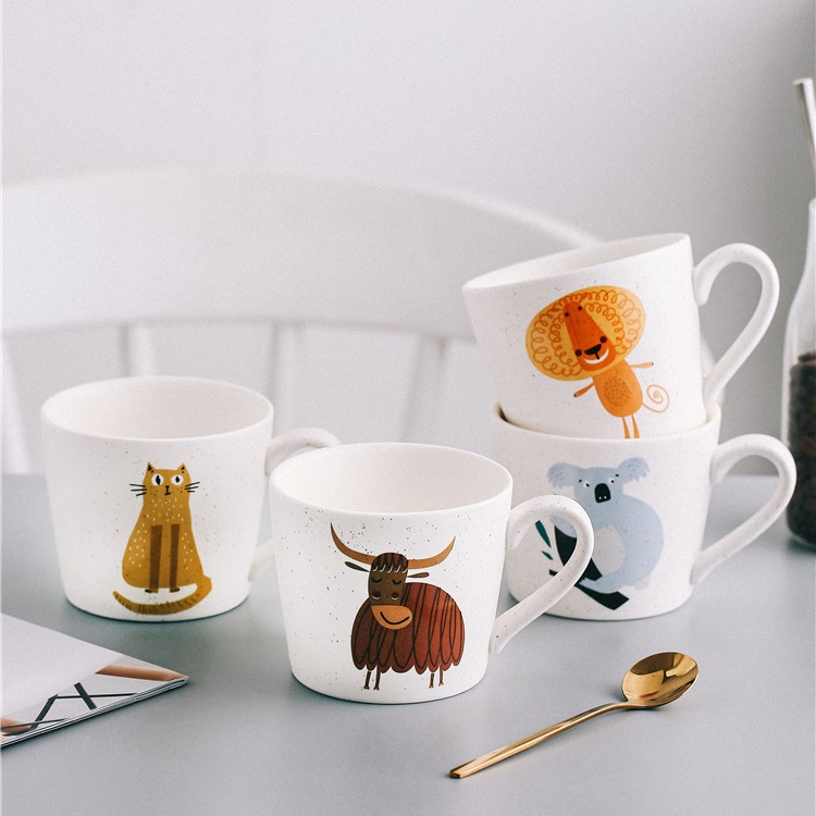 Cat, tiger, Japanese creative and personalized ceramic cups, cute household mugs, couple breakfast cups, coffee water cups details Picture