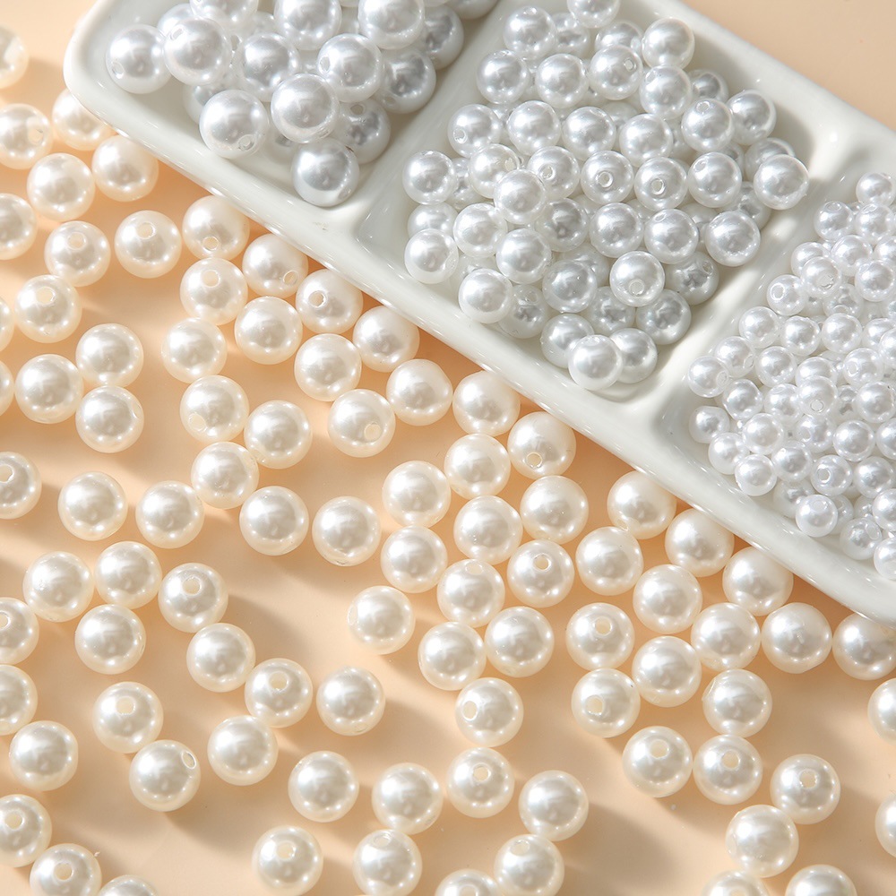 高亮ABS有孔仿珍珠双孔散珠手作diy串珠材料手链项链耳环饰品配件