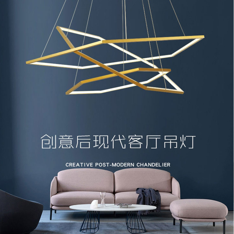 Simple and modern clothing store pendant lamp, hexagonal living room lamp, cross-border new duplex loft apartment pendant lamp details Picture