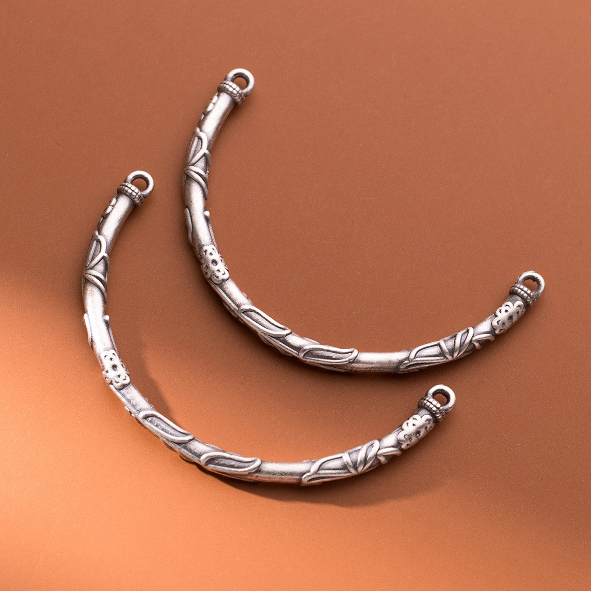 999 pure silver 3D silver distressed pattern half bracelet half loop bracelet, DIY handcrafted bracelet, braided rope material accessories S1362 details Picture