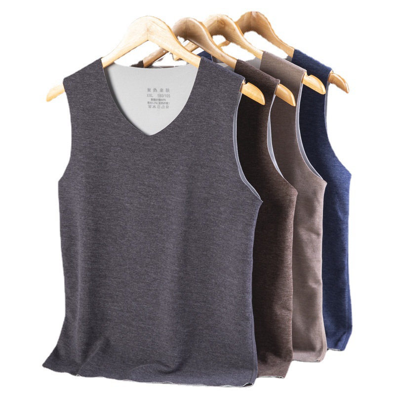 New autumn and winter products men's double-sided frosted velvet forged color German velvet thermal vest men slim soft sweater vest