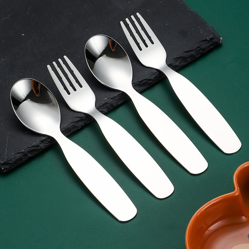 201不锈钢儿童勺子家用可爱餐具幼童宝宝吃饭喝汤勺甜品勺水果叉