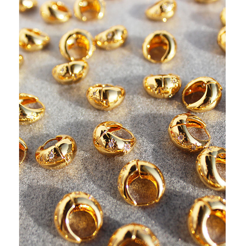 Europa y américa frío viento de alta calidad octa gota de agua hebillas pendientes micro inserto estrella zirconita pequeño orejito orejito mujer 386 Specification image
