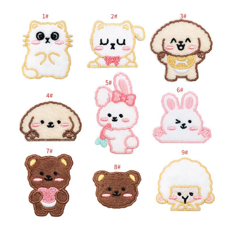 Plush bear cloth stickers, self-adhesive embroidery stickers, DIY bag decorations, clothes patch stickers, towel embroidery Velcro Item Picture