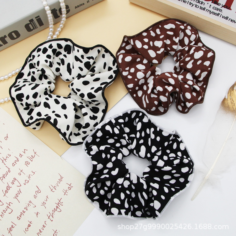 New Thousand-Bird Check Checkerboard Leopard Print Smiling Face Large Hair Circle Fashion Hair Accessories Female Hair Rope Head Rope Specification drawing