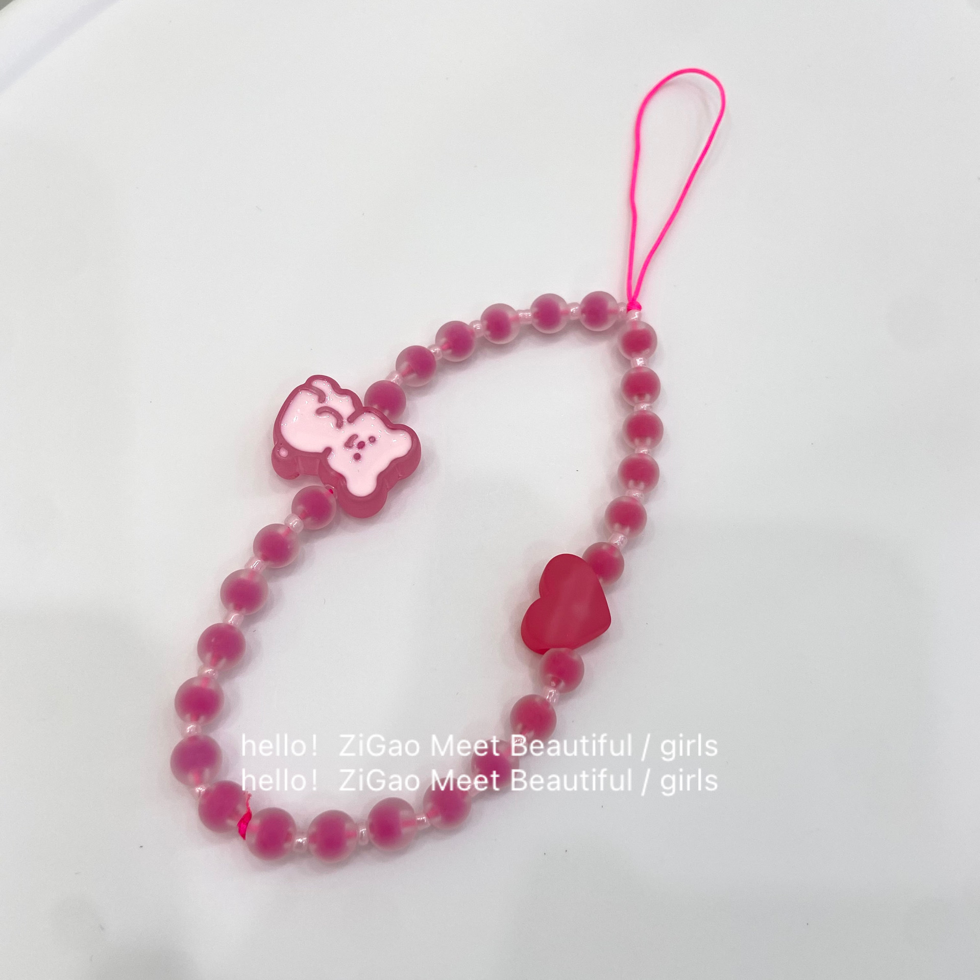 Sweet Bear Mobile Accessories Cute Girl Acrylic Beaded Jewelry Pendant Bracelet Love Mobile Phone Chain details Picture