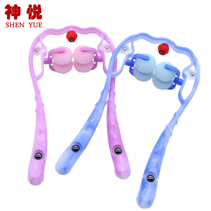 6307新款家用手动颈椎按摩器肩颈按摩器夹脖子双球滚动按摩器材批