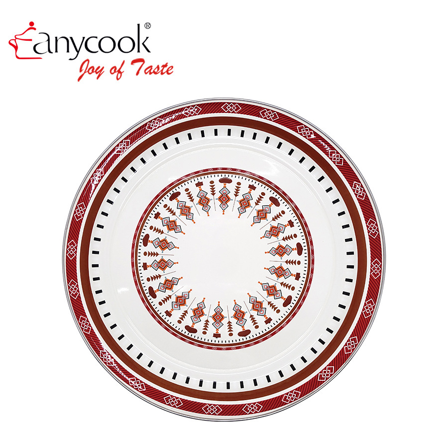 Anycook Enamel Tray Restaurant Utensils Ethnic Feng Shui Fruit Plate Tea Plate Barbecue Plate Gold Plate Gold Knife And Fork Prepared Dish Item Picture