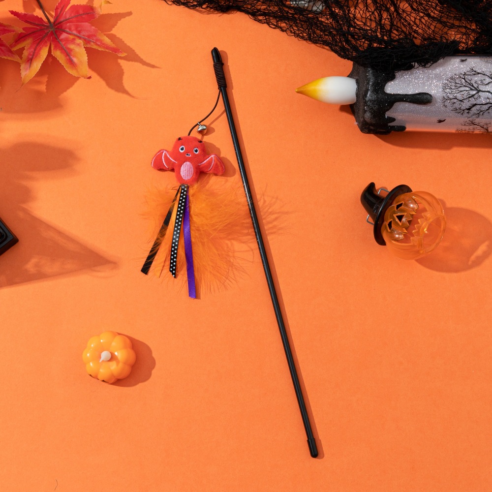 Amazon Halloween Cat toy manufacturer's new Halloween cat toy series of cartoon dolls and feather bells Specification image