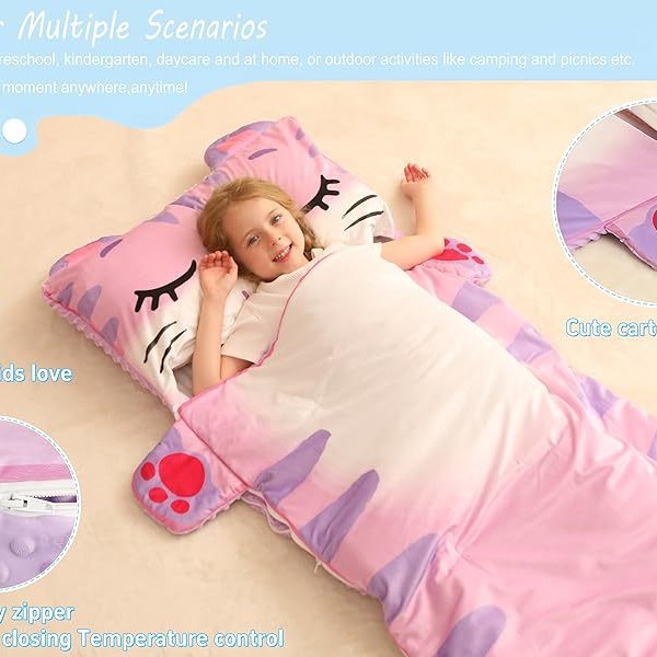 Foldable air-conditioned sleeping bag for children, new sleeping bag for cats, winter warmth, anti-kick blanket, kindergarten nap, camping Specification image