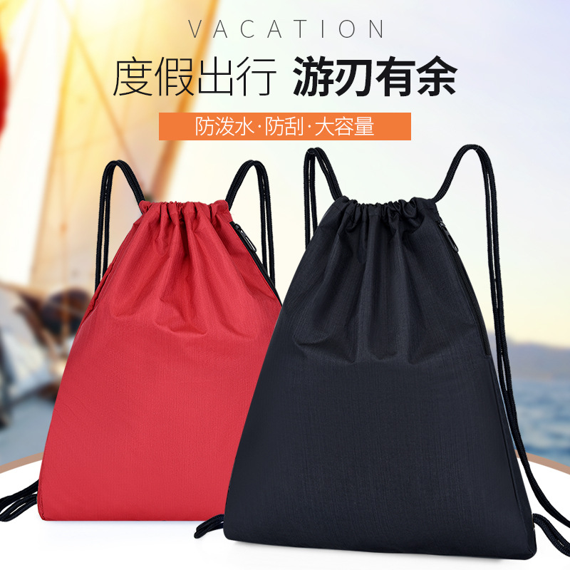 Off-The-Shelf Drawstring Pocket Basketball Bag Waterproof Sports Bag Printed Logo Fitness Marathon Backpack details Picture