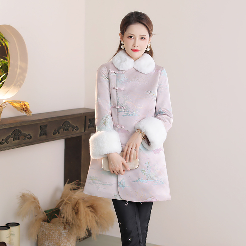 Winter Warm Improvement Cheongsam New Chinese Padded Padded Padded Padded Padded Padded Padded Padded Collar Women's Coat 230912