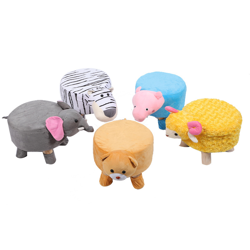 Wholesale Plush Animal Stool Home Shoe Stool Cloth Stool Cartoon Plush Children's Low Stool Children's Toy Stool Item Picture