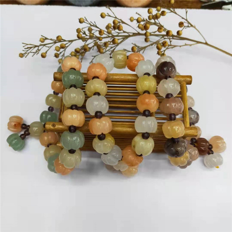 Guangshun Jewelry's natural Golden Thread Jade Pumpkin Bead bracelet wholesale diy Golden Thread Jade Natural Stone bracelet Factory Direct sales