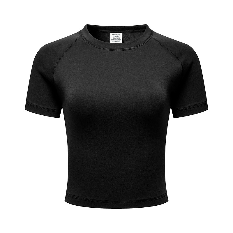 BE mujer primavera-verano 2025 american hot girl camiseta de manga corta slim fit camiseta de hombro corto mujer camiseta de primavera mujer Item Picture