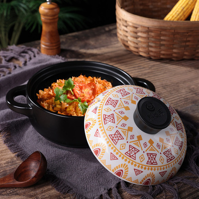 Japanese-style fashionable soup pot, clay pot, stew pot, household small open flame high-temperature resistant 煲仔饭 stone pot, ceramic clay pot Specification image