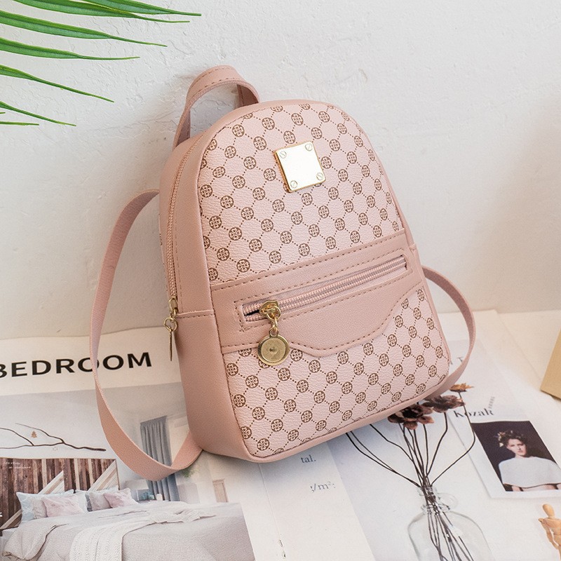 Fashionable bestseller printed mini cute backpack for female college students, simple and versatile backpack, Korean-style checkered small schoolbag details Picture