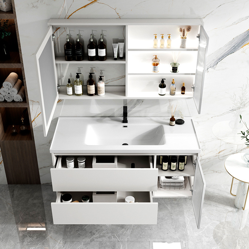 Gu Shi Bathroom Solid Wood Ceramic Integrated Basin Bathroom Cabinet Combination Of Smart Makeup Mirror Cabinet Hand Washing Table Wash Basin Application Scenario