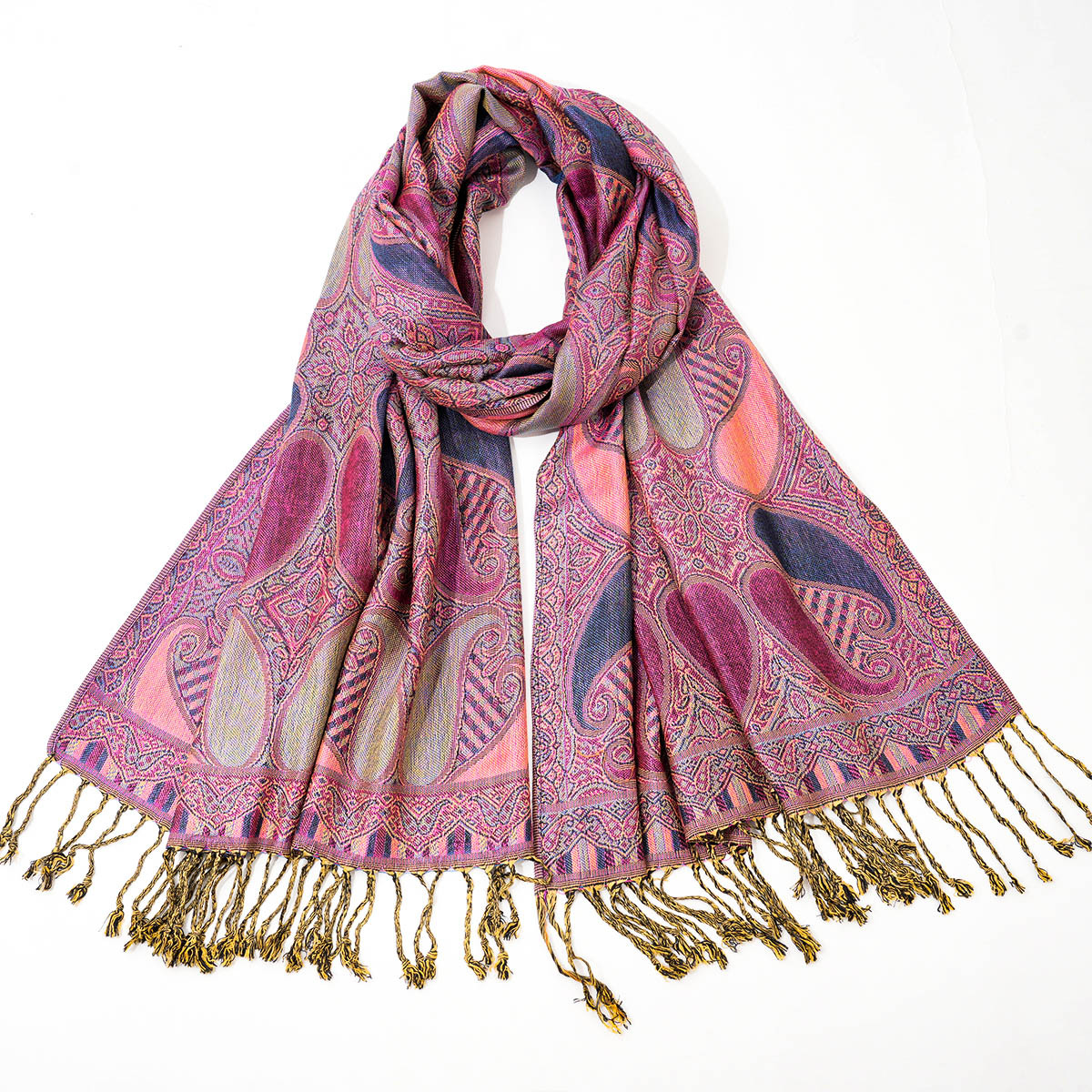 Factory direct sales of new jacquard cashew scarves, cross-border Nepalese fashionable shawls and scarves, women's headscarves wholesale Specification image