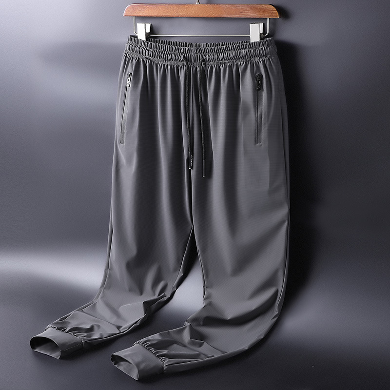 运动裤男士夏季薄款休闲直筒长裤宽松速干冰丝裤子修身男款束脚裤细节图