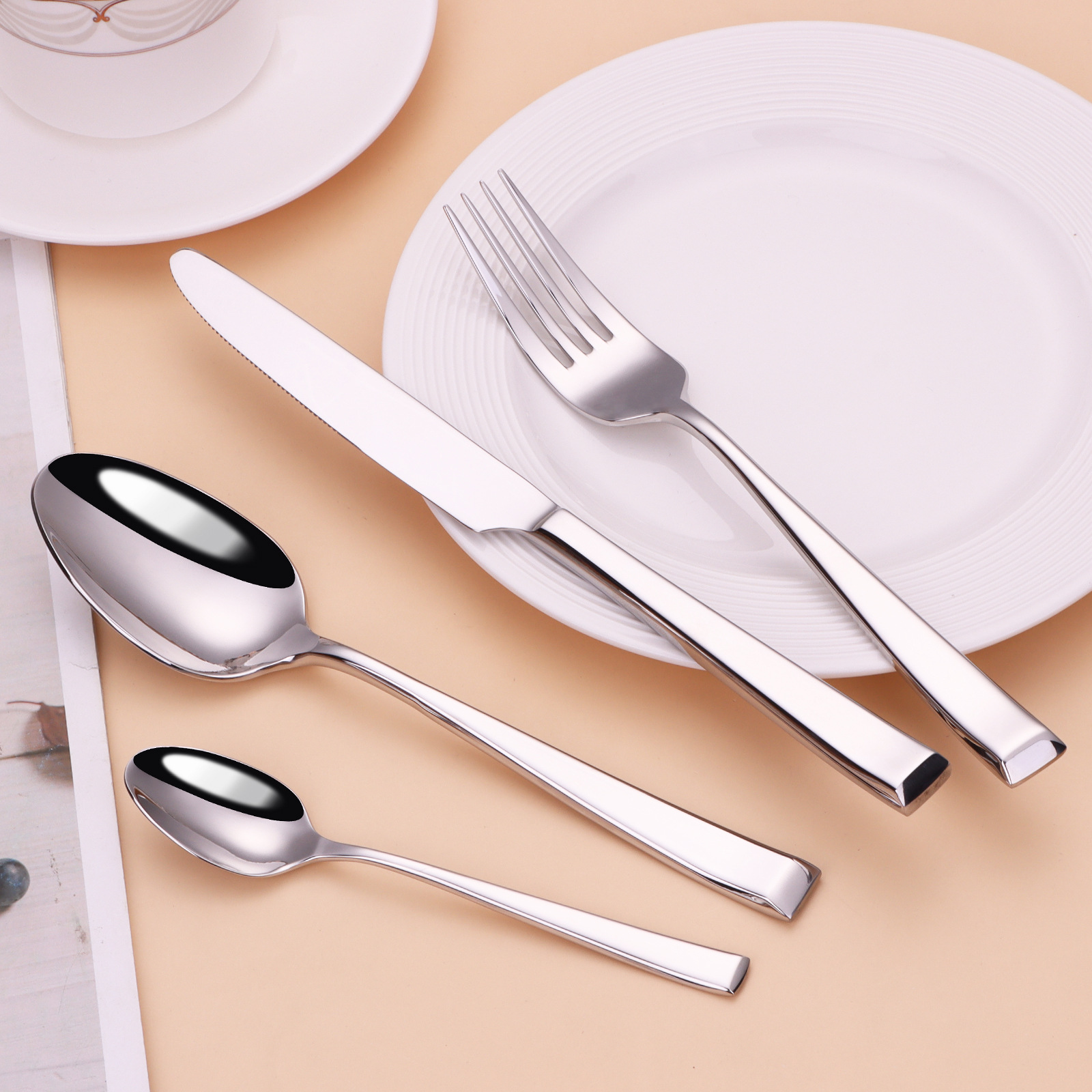 High-Grade Thickened 304 Stainless Steel Tableware Knife, Fork And Spoon Set Steak Knife And Fork Western Restaurant Hotel Supplies Wholesale details Picture