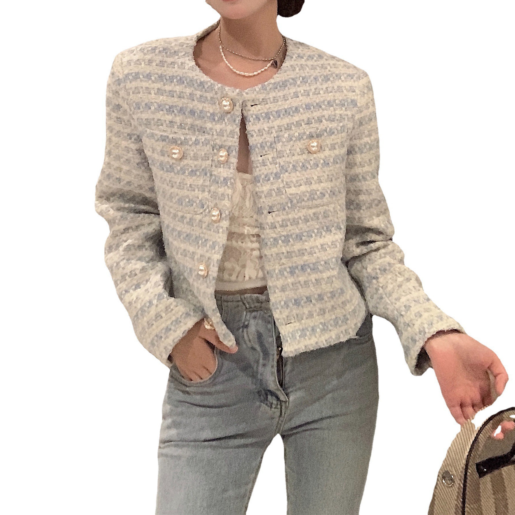 Autumn and winter women's Chanel-style coat 2022 Spring and Autumn new French design sense, small loose short and elegant top Item Picture