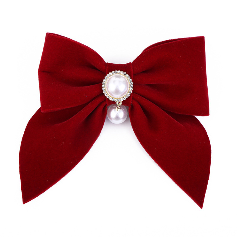 Red Velvet Bow Tiara Bride Engagement Wedding Hair Accessories Toasts Vintage Style Hair Clip Accessories Item Picture