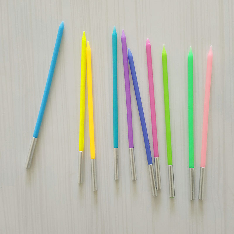 Rainbow birthday candles, creative macarons, colorful birthday candles, crystal long poles, pencil cake candles details Picture