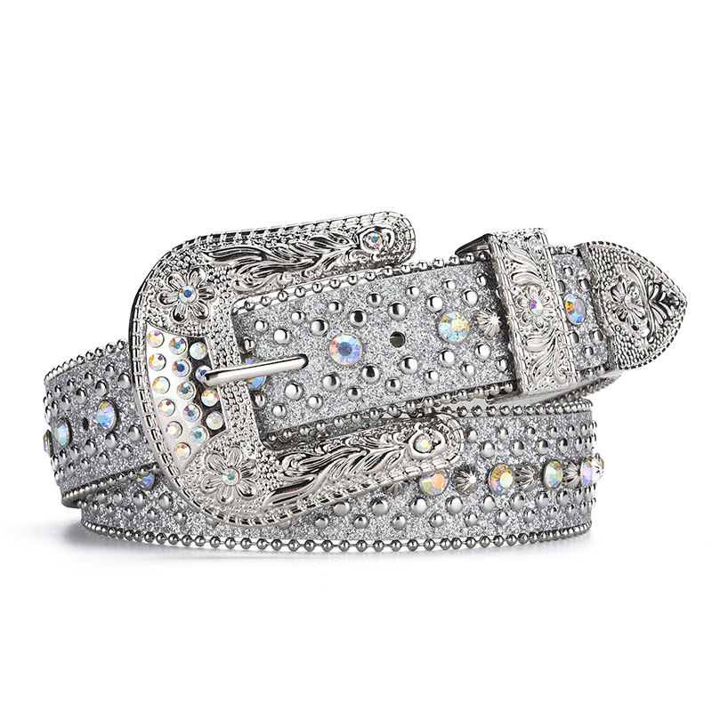 Rhinestone Belt Women Y2k Wind Wide Belt Decorated European And American Fashion Personality Diamond-Encrusted Jeans With A Sense Of Matching Design Specification drawing