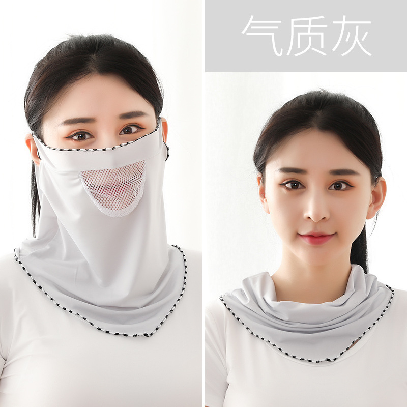 夏季户外骑行透气冰丝防晒面罩图