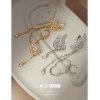 Butterfly ear clips, chain earrings, women's tassels, hollowed-out rhinestone earrings, new niche and light luxury style, design sense ear studs details Picture