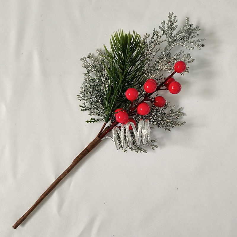 Christmas Decorations Gold Powder Leaf Berries Decorated Tree Branches Christmas Tree Plug-In Atmosphere Supplies Simulated Tree Branches Berry Branches Specification drawing