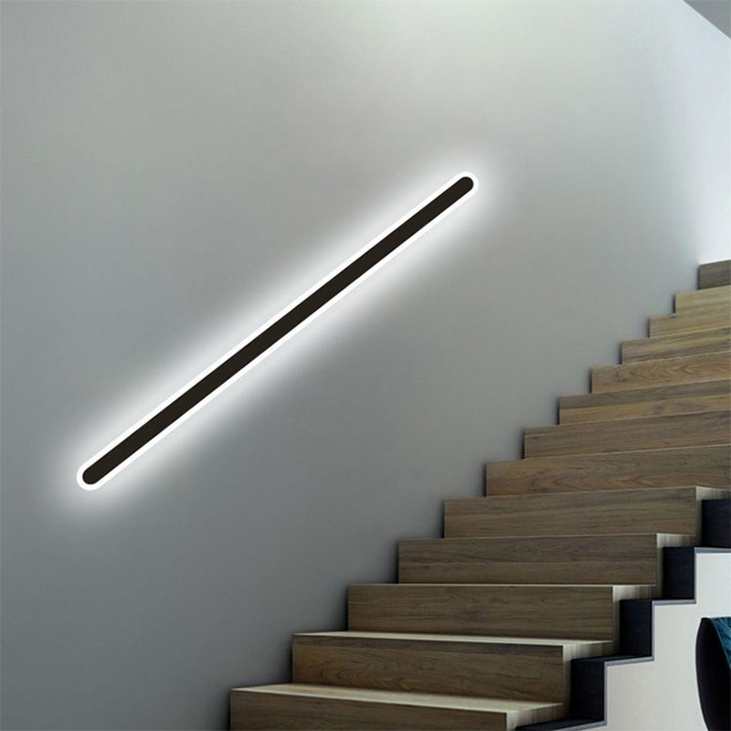 Nordic minimalist long strip bedroom bedside wall lamp, modern LED background wall, TV wall, living room, staircase, corridor wall lamp Application Scenario