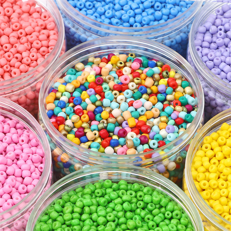 2/3/4mm solid color glass, baked paint, rice beads, loose beads material, handcrafted diy beaded necklace accessories and auxiliary materials details Picture