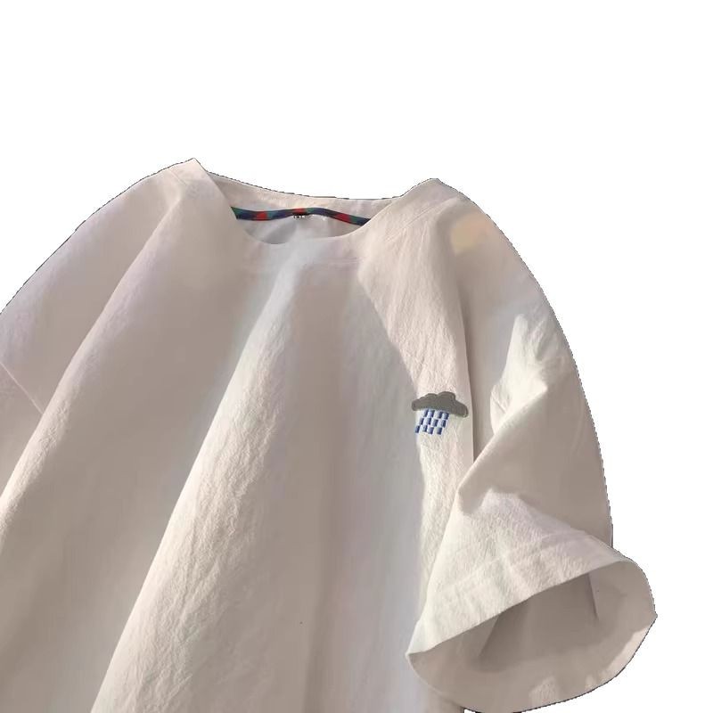 短袖/t恤男士短袖潮流/衣服男士短袖潮流/T恤/t恤男士宽松潮流白底实物图