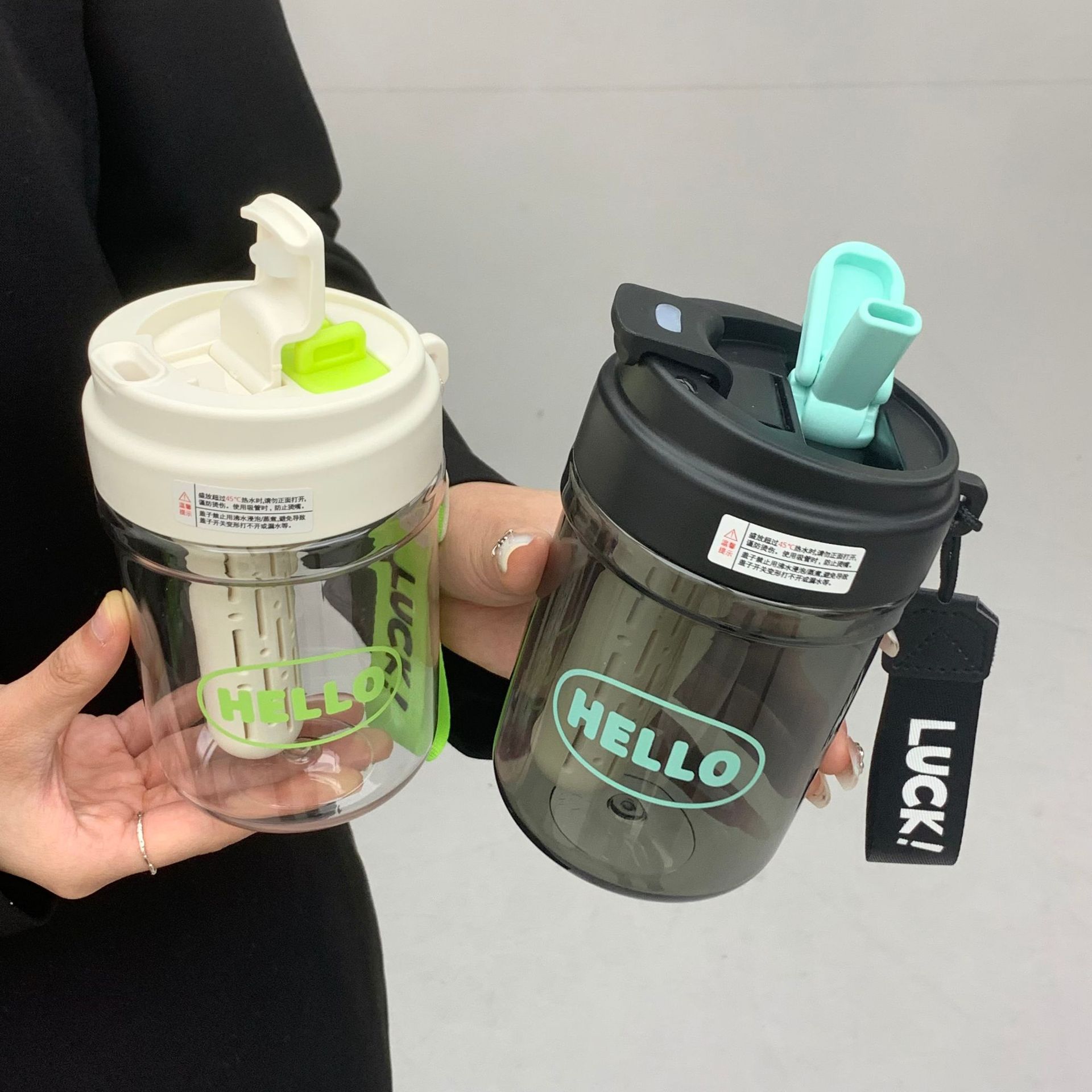 New High Appearance Level Student Korean Cup General Portable Home Coffee Cup Large Capacity Water Cup Plastic Cup Wholesale Specification drawing