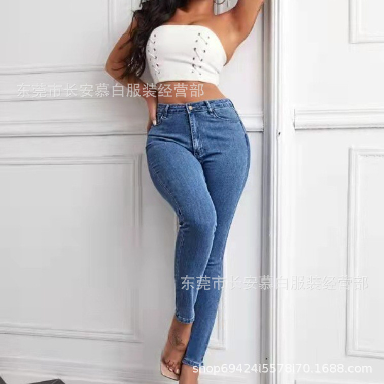 9-yuan pair of women's denim trousers for export to Europe and America, fashionable and versatile straight-leg pants, wholesale from street stalls Specification image