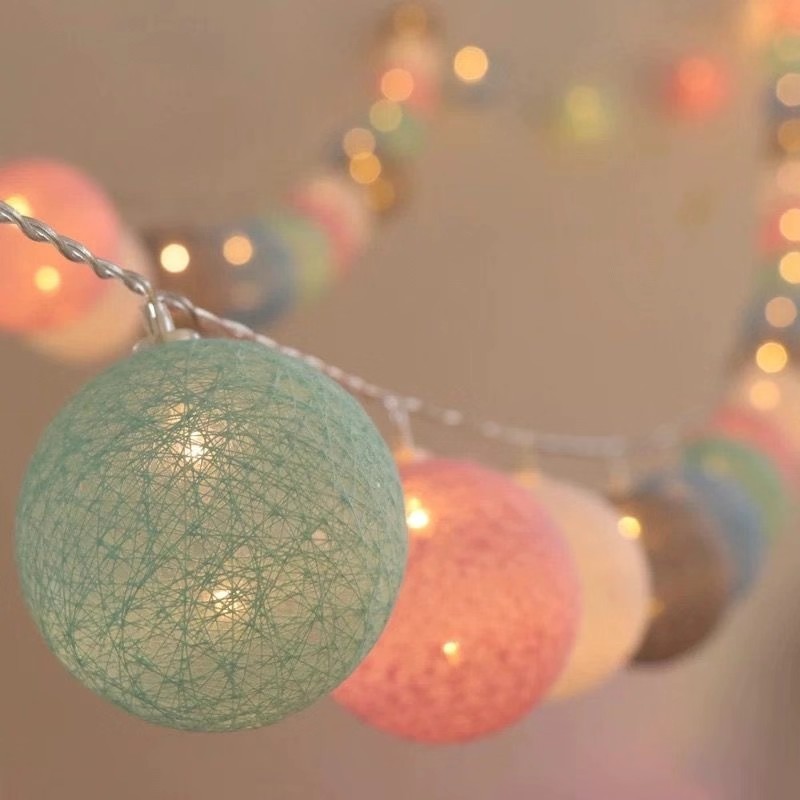 LED color lights, cross-border Christmas lights, cotton thread ball lights, room and bedroom decoration and arrangement, ins birthday and festival lights, small light strings Specification image