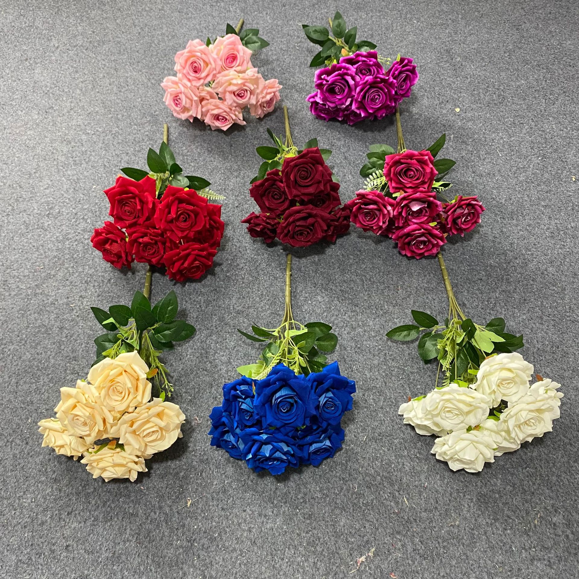 Other Simulation Crafts 7 Head Flannelette Simulation Rose Wedding Hand Bouquet Shooting Props Wedding Decoration Fake Flowers