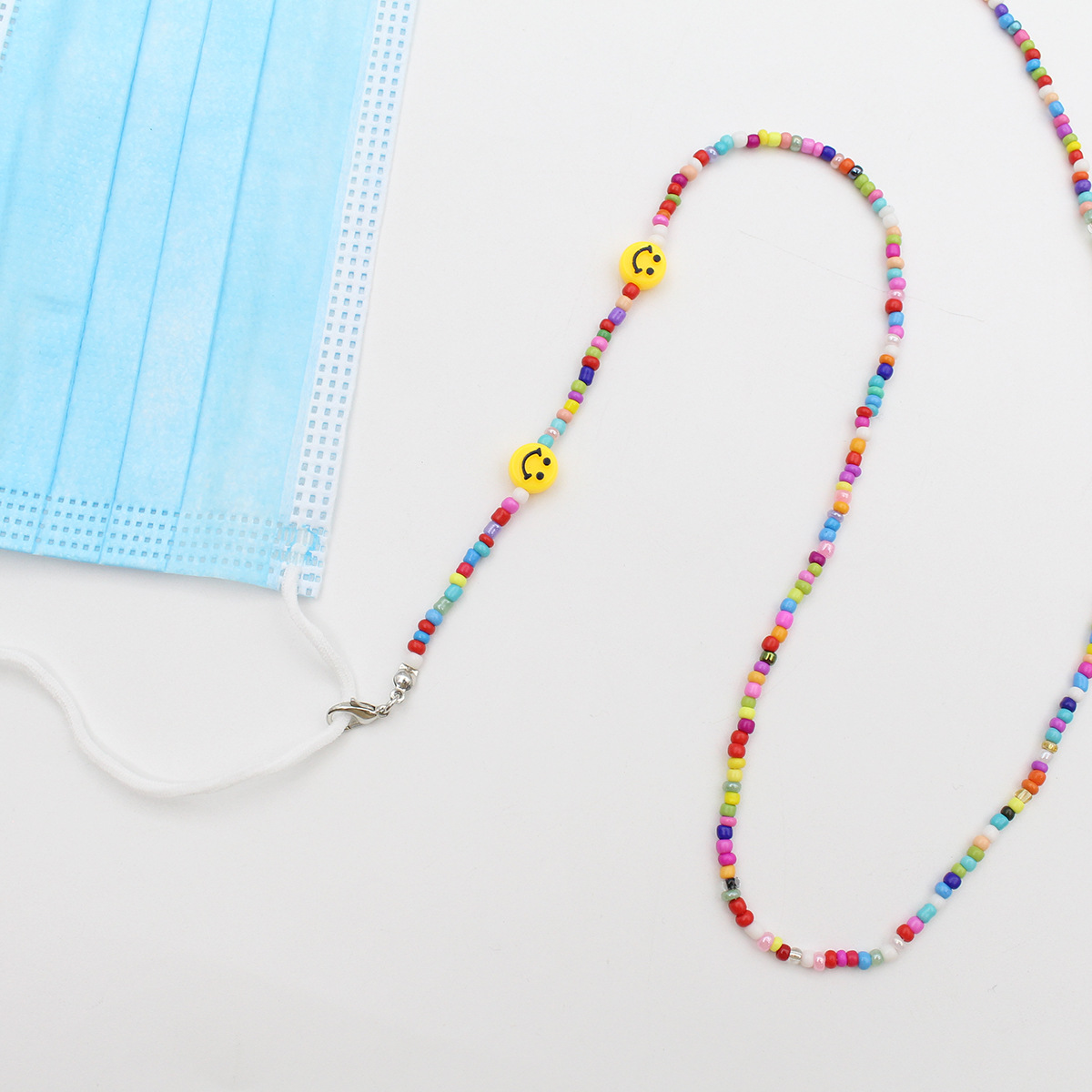 Summer cross-border colorful smiling face children's anti-slip glasses lanyards, Bohemian anti-loss glasses chains, women's one-piece delivery Specification image