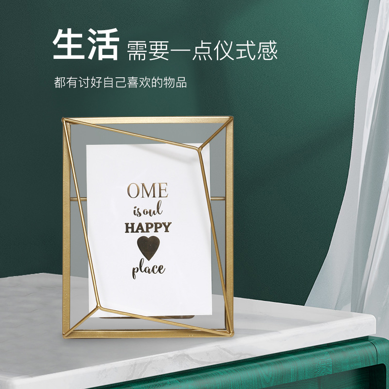 北欧简约风创意画框现代金属玻璃相框植物标本家居装饰品摆件相框.细节图